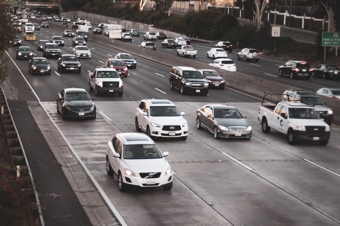 Cars on a freeway